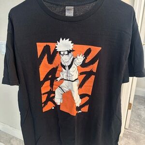 Black Naruto Tee Orange and White